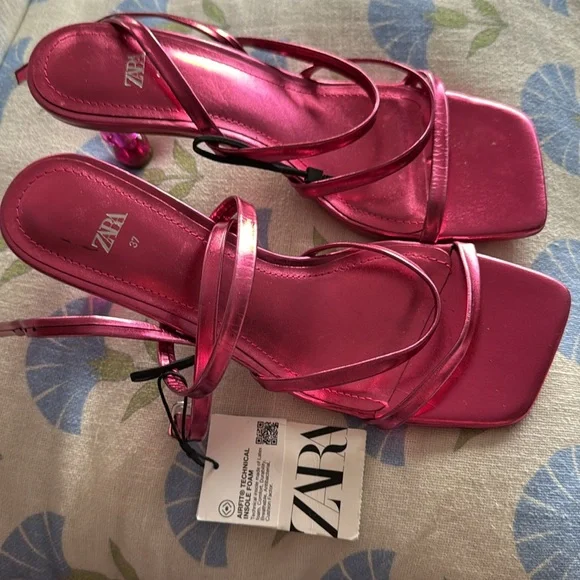 Zara Pink Strappy Women's Sandals - Picture 2 of 6